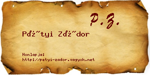 Pétyi Zádor névjegykártya